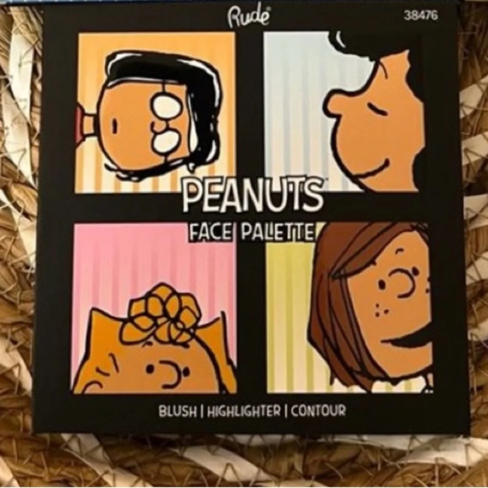 Rude X Peanuts Face Palette with blush, highlighter & contour. Has mirror too.